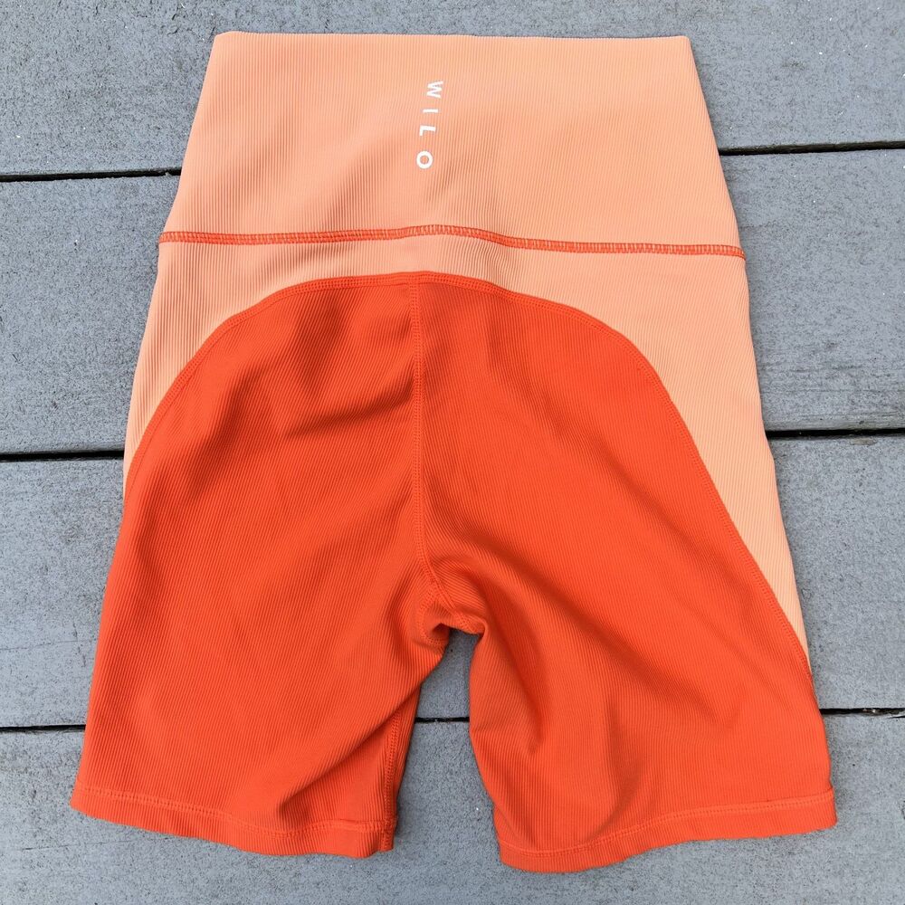 Wilo High Rise Yoga Bike Shorts Orange-Size S